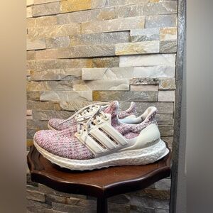 Womans Sz 8 Adidas UltraBoost 4.0 Pink Static Sneakers Shoes Running Walking EUC